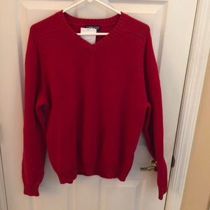 Lands End Men's V Neck Red Sweater Sz Medium 38-40